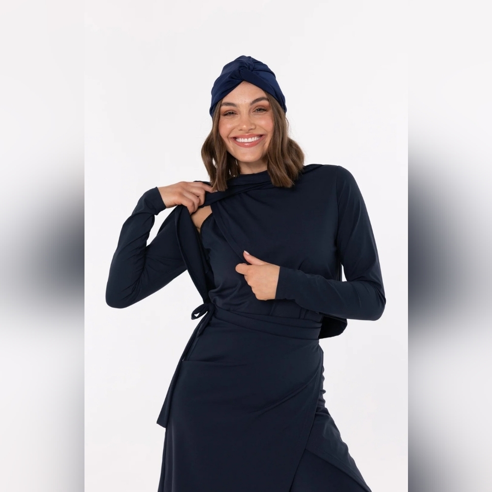 Twiice Boutique 'HAMILTON' NAVY OVERLAY LONG SLEEVE SWIMSUIT